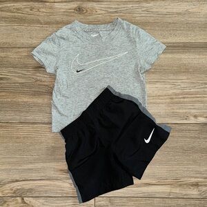 Nike Kids Gray and Black Shorts Set